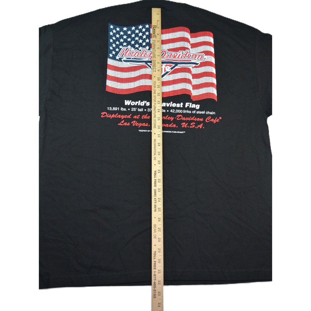 NWT Harley-Davidson Cafe Las Vegas T-Shirt Mens 2XL Worlds Heaviest Flag NWT - Picture 9 of 9